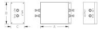 Dimensional Drawing for 0-400 VDC EMI Filters