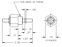 Bolt-In 10-32UNF-2A DC - 400 Hz - High Current Mini Feedthru Capacitors-2