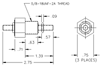 Jam Nut 10-32UNF-2A DC - 400 Hz - High Current Mini Feedthru Capacitors-2