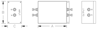 Dimensional Drawing for 125/250 VAC Single Phase EMI Filters